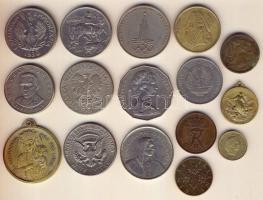 Kis fémpénztétel, egész világ, régi és új 14 db + XIII. Pius pápa Cu emlékérem + II. János Pál pápa ...