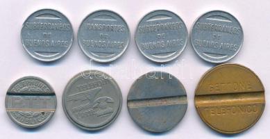 8db-os vegyes külföldi és magyar telefonérme (tantusz) és közlekedési zseton tétel, közte Argentína ...