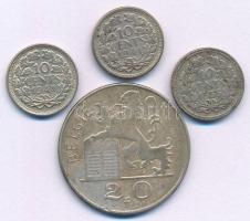 Hollandia 1935-1941. 10c Ag "Vilma" (3db/2xklf) + Belgium 1951. 20Fr Ag T:AU-VF közte pati...