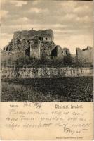 1902 Léva, Levice; várrom. Schulcz Ignác kiadása / castle ruins (vágott / cut)