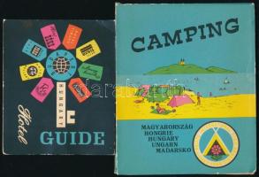 1966 Magyarország camping térkép + Budapest-Hungary Hotel Guide zsebtérkép, kihajtható Budapest- és Magyarország-térképpel