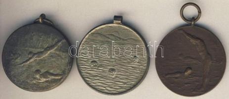 1920-as évek 3db klf úszó díjérem T:2,3