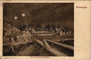 1914 Marosújvár, Uioara, Ocna Mures; Egy sótárna a bányában, sóbánya, belső. Grün Géza kiadása / salt mine, interior (ázott / wet damage)