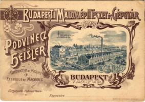 Budapest XIII. Podvinecz és Heisler Budapesti Malomépítészet és Gépgyár szecessziós reklámlapja. Hamburger és Birkholz kiadása, Art Nouveau, floral (non PC) (fa)