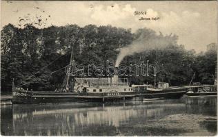 1910 Siófok, Baross hajó . Dr. Trenkler és társa kiadása (lyukak / pinholes)