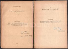 2 db DEDIKÁLT különlenyomat: Szalai Sándor: Kutatástervezés és kutatásszervezés a fejlett nyugati tőkés országokban. Különlenyomat a Magyar Tudomány 1960. 10. számából. + A TFT 1961. évi országos kutatási adatfelvétele és hazai kutatási statisztikai alapjai. Különlenyomat a Magyar Tudomány 1963. 4. számából. Bp., 1960-1963, Akadémiai Nyomda. Kiadói papírkötés, kis sérülésekkel. Mindkettő a szerző, Szalai Sándor (1912-1983) szociológus, filozófus, egyetemi tanár, az MTA tagja által DEDIKÁLT.