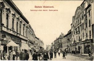 1913 Miskolc, Széchenyi utca, Bank palota, Városi drogéria, cipő nagy raktár üzlete