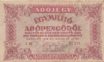 1946. 1.000.000AP főtípus, hátlapi "amelyeknek" szöveggel! T:II/III+