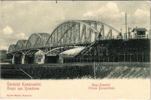 Komárom, Komárnó; Nagy Dunahíd. Spitzer Sándor kiadása / Danube bridge (EK)