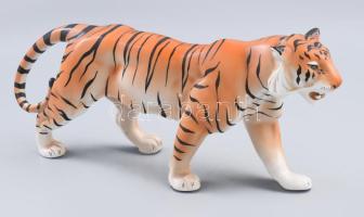 Nagy tigris figura. Jelzés nélkül, kis kopással 39 cm, m: 19 cm