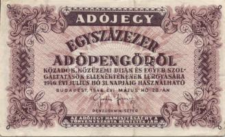 1946. 100.000AP fehér vastagabb papír "5600." rendelettel! T:III+