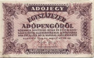 1946. 100.000AP fehér vastagabb papír "5600." rendelettel! T:III+
