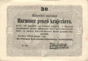 1849. 30kr "Kossuth-bankó" T:II