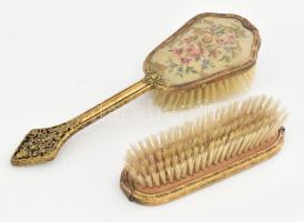 2 darab antik kefe, sérült goblein berakásos, h: 16-26 cm