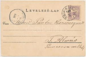 1900 Csíkszereda, Mercurea Ciuc; Csíkgyimesi vasútállomás, Dresdnaud Victor könyvnyomdája, könyvkere...