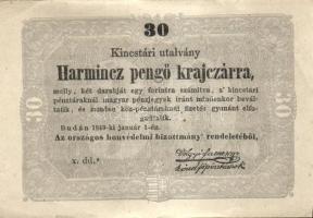1849. 30kr "Kossuth-bankó" "*"-gal! T:II