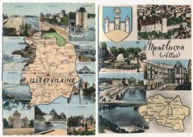 10 db MODERN térképes képeslap / 10 modern map motive postcards