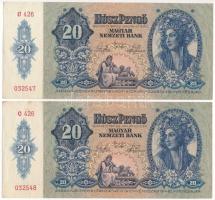 1941. 20P (2x) sorszámkövetők "C 426 032547 - C 426 032548" T:AU  Adamo P12