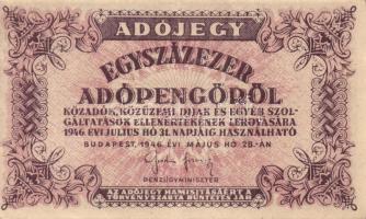 1946. 100.000AP sorozat- és sorszám nélkül, hátlapi szöveg nem középpontos T:II