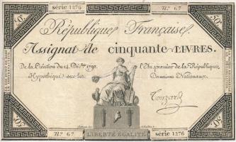 Franciaország 1792. 50L Assignata T:F France 1792. 50 Livres Assignata C:F