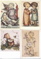 5 db RÉGI Hummel művész képeslap gyerekekkel + 1 kisméretű / 5 pre-1945 art postcards with children, signed by Hummel + 1 small sized card