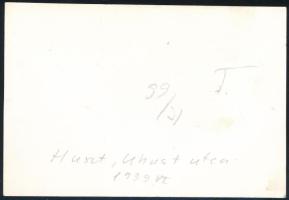 1939 Huszt, utcakép, katona, csendőr, autó, üzletek, fotó, 7×9,5 cm / Chust, Khust, street, photo