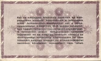 1946. 100.000AP vastag fehér papír "5600." rendelettel; előlapi, jobb oldali, igen erős fe...