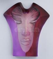 Mats Jonasson svéd ólomkristály asztaldísz a Maszk sorozatból, színezett, címkével jelzett, hibátlan...