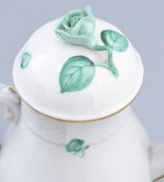 Herendi zöld rózsa mintás porcelán mokkás készlet. Kézzel festett, jelzett, minimális kopással