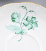 Herendi zöld rózsa mintás porcelán teás készlet. Kézzel festett, jelzett, minimális kopással, rózsán...