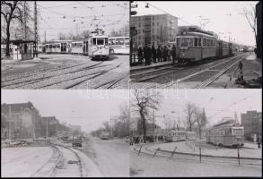 cca 1970-1980 Budapesti villamosok, 4 db későbbi nagyítás még nem publikált negatívokról, 10×15 cm