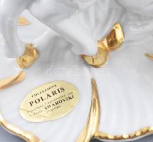 Capodimonte porcelán őz, Swarovski kristállyal díszített, címkével jelzett, hibátlan, 12x10 cm