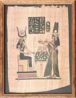 Egyiptomi papírkép, keretezve, 32x26 cm