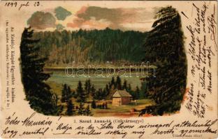 1899 (Vorläufer) Tusnádfürdő, Baile Tusnad; Szent Anna-tó (Csík vármegye). Erdélyi Kárpát Egyesület kiadása / Lacul Sfanta Ana / lake. Luszt Ármin (Budapest) litho (EK)