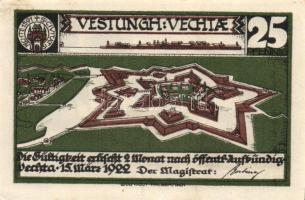 Német Birodalom / Weimari Köztársaság / Vechta 1922. 25Pf (2x) + 50Pf (2x) + 75Pf (2x) 6 klf db, teljes sor T:I