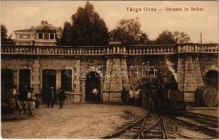 1910 Targu Ocna, Aknavásár; Intrarea in Saline / salt mine entrance, industrial railway, locomotive, train (EK)