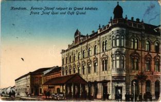 1915 Komárom, Komárnó; Ferenc József rakpart és Grand Kávéház / quay and cafe (EK)