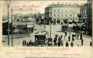 1903 Sofia, Sophia, Sofiya; Place "Bania-Bachi" / square, tram (Rb)