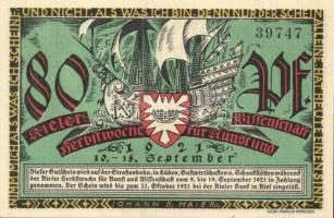 Német Birodalom / Weimari Köztársaság / Kiel 1921. 70Pf (2x) + 80Pf (2x) + 90Pf (2x) 6 klf db, telje...