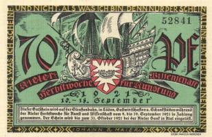 Német Birodalom / Weimari Köztársaság / Kiel 1921. 70Pf (2x) + 80Pf (2x) + 90Pf (2x) 6 klf db, telje...
