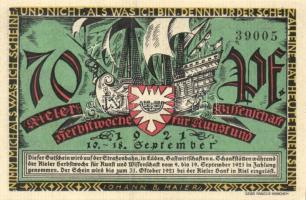 Német Birodalom / Weimari Köztársaság / Kiel 1921. 70Pf (2x) + 80Pf (2x) + 90Pf (2x) 6 klf db, telje...