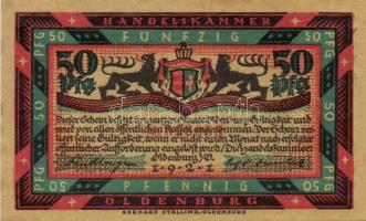 Német Birodalom / Weimari Köztársaság / Oldenburg 1921. 50Pf (6x) 6 klf db, teljes sor T:I