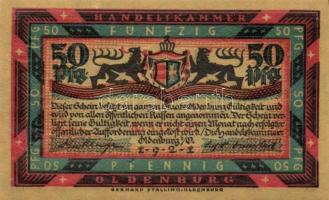 Német Birodalom / Weimari Köztársaság / Oldenburg 1921. 50Pf (6x) 6 klf db, teljes sor T:I