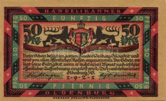 Német Birodalom / Weimari Köztársaság / Oldenburg 1921. 50Pf (6x) 6 klf db, teljes sor T:I