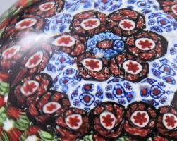 Murano Millefiori üvegnehezék. Formába öntött, csiszolt, hibátlan 8 cm