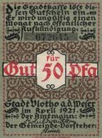 Német Birodalom / Weimari Köztársaság / Vlotho 1921. 10Pf + 25Pf + 50Pf 3 klf db, teljes sor T:I