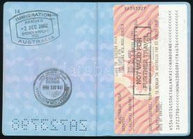 1999 Magyar Köztársaság által kiállított útlevél ausztrál vízummal