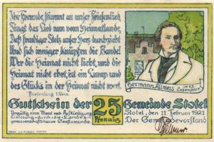 Német Birodalom / Weimari Köztársaság / Stotel 1921. 25Pf (4x) 4 klf db, teljes sor T:I