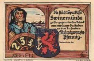 Német Birodalom / Weimari Köztársaság / Swinemünde DN 25Pf + 50Pf + 75Pf + 1M 4 klf db, teljes sor T:I