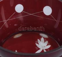 Nagy méretű bordó csiszolt üveg váza. Hibátlan 30 cm